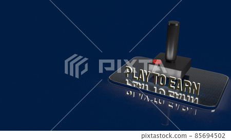 The joystick and play to earn text for game nft or technology  concept 3d rendering. The joystick and play to earn text for game nft or technology  concept 3d rendering. 85694502