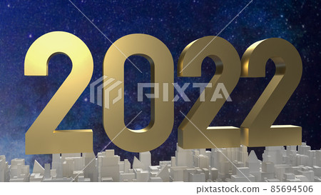 The gold number 2022 and white building for property or business concept 3d rendering The gold number 2022 and white building for property or business concept 3d rendering 85694506
