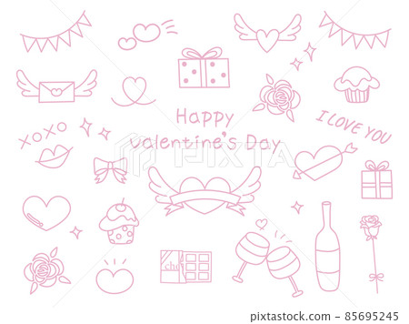 手繪淡粉色情人節插圖集 手繪淡粉色情人節插圖集 85695245
