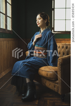 Denim kimono finger wave Denim kimono finger wave 85695434
