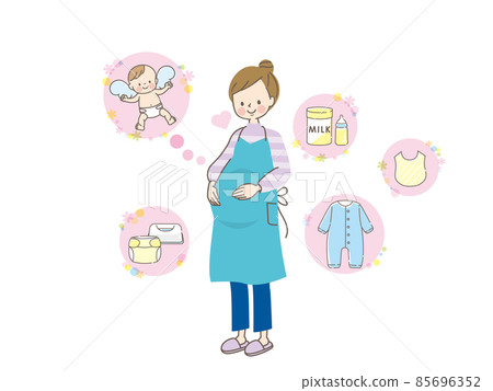 Maternity preparation maternity baby goods - Stock Illustration