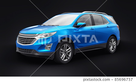 Blue mid-size city SUV for a family on a black background. 3d rendering. 85696737