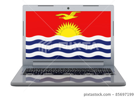 Kiribatian flag on laptop screen. 3D illustration Kiribatian flag on laptop screen. 3D illustration 85697199
