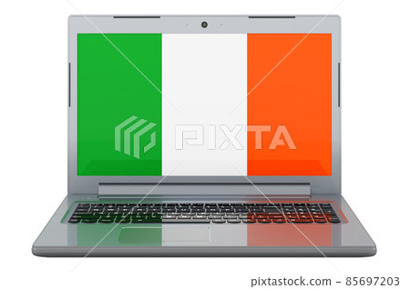 Irish flag on laptop screen. 3D illustration Irish flag on laptop screen. 3D illustration 85697203