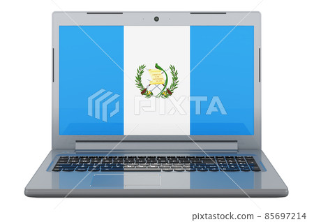 Guatemalan flag on laptop screen. 3D illustration Guatemalan flag on laptop screen. 3D illustration 85697214