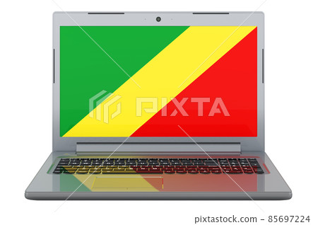 Congolese flag on laptop screen. 3D illustration 85697224