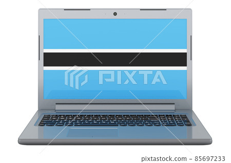 Botswanian flag on laptop screen. 3D illustration 85697233