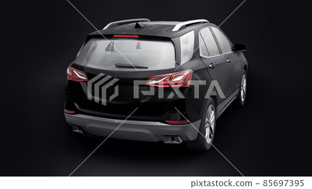 Black mid-size city SUV for a family on a black background. 3d rendering. 85697395