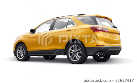 yellow mid-size city SUV for a family on a white background. 3d rendering. 85697417
