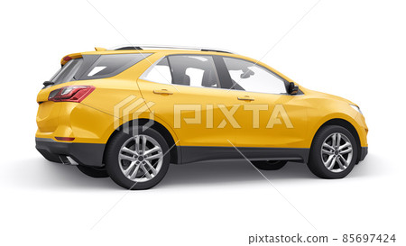 yellow mid-size city SUV for a family on a white background. 3d rendering. 85697424
