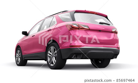 Pink mid-size city SUV for a family on a white background. 3d rendering. 85697464
