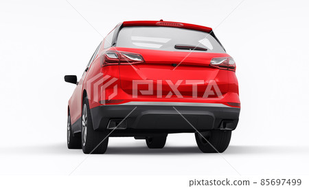 Red mid-size city SUV for a family on a white background. 3d rendering. 85697499