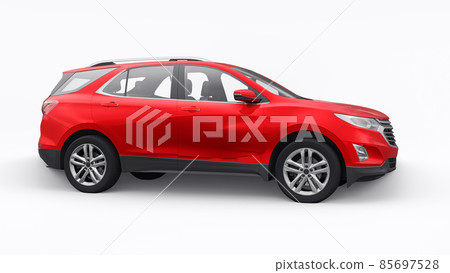 Red mid-size city SUV for a family on a white background. 3d rendering. 85697528