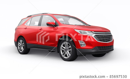 Red mid-size city SUV for a family on a white background. 3d rendering. 85697530
