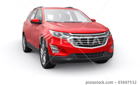 Red mid-size city SUV for a family on a white background. 3d rendering. 85697532