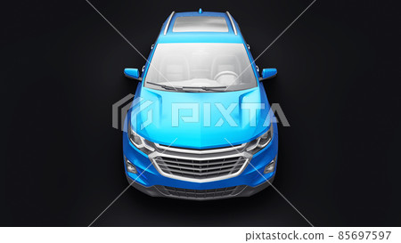 Blue mid-size city SUV for a family on a black background. 3d rendering. 85697597