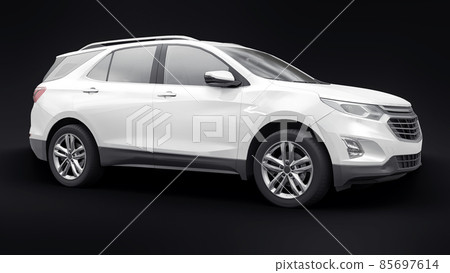 White mid-size city SUV for a family on a black background. 3d rendering. 85697614