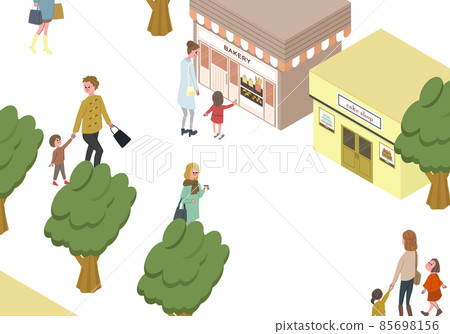 People shopping Isometric cityscape illustration 85698156