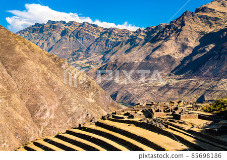 Inca ruins at Pisac in Peru Inca ruins at Pisac in Peru 85698186