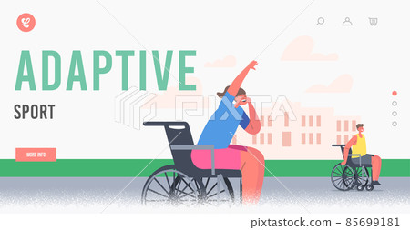 Adaptive Sport Landing Page Template. Young Disabled Kids in Wheelchair Playing Basketball. Disability Rehabilitation Adaptive Sport Landing Page Template. Young Disabled Kids in Wheelchair Playing Basketball. Disability Rehabilitation 85699181