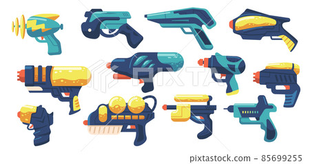 Set Blaster Kid Toy Guns, Handguns or Rayguns Weapon. Pistols for Game, Alien Space Arms or Child Laser Weapon 85699255