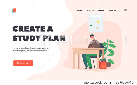 Create a Study Plan Landing Page Template. Kid Student Studying in School Classroom, Little Schoolboy Character at Desk Create a Study Plan Landing Page Template. Kid Student Studying in School Classroom, Little Schoolboy Character at Desk 85699446