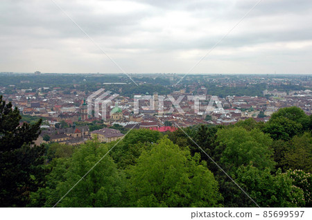 View of Lviv in Ukraine from the Union of Lublin Mound. This viewpoint provides a good vantage point overlooking the city of Lviv. Lviv is also known as Lvov. View of Lviv in Ukraine from the Union of Lublin Mound. This viewpoint provides a good vantage point overlooking the city of Lviv. Lviv is also known as Lvov. 85699597