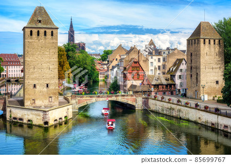 Ponts Couvert bridge and towers in Strasbourg, France 85699767