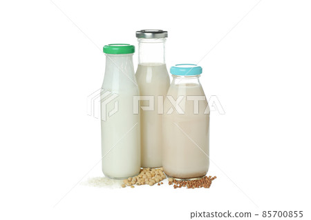 Concept of vegan milk isolated on white background 85700855