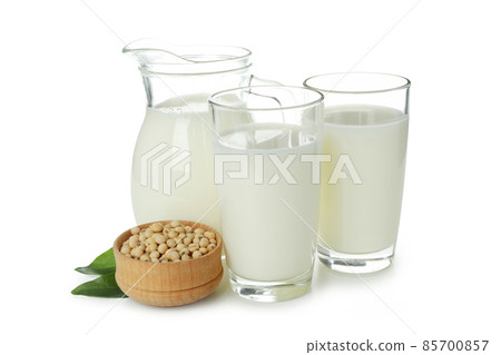 Concept of vegan milk isolated on white background Concept of vegan milk isolated on white background 85700857