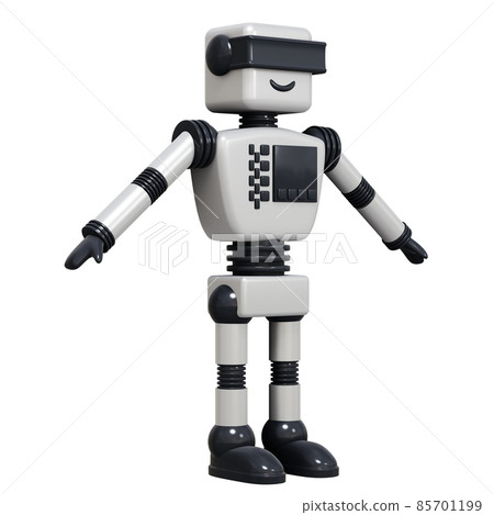 White android robot Isolated on white background. 3D rendering. White android robot Isolated on white background. 3D rendering. 85701199