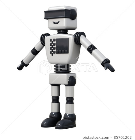 White android robot Isolated on white background. 3D rendering. White android robot Isolated on white background. 3D rendering. 85701202