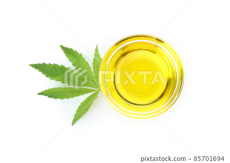 Cannabis leaf and oil isolated on white background 85701694