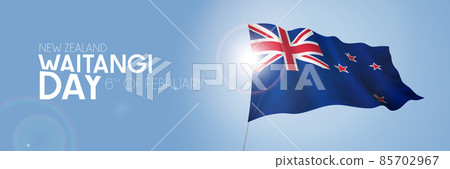 New Zealand waitangi day greeting card, banner with template text vector illustration 85702967