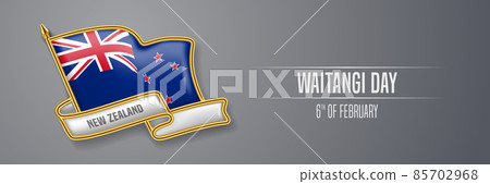 New Zealand happy waitangi day greeting card, banner vector illustration 85702968