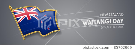 New Zealand waitangi day vector banner, greeting card. 85702969