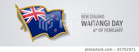 New Zealand waitangi day greeting card, banner with template text vector illustration 85702971