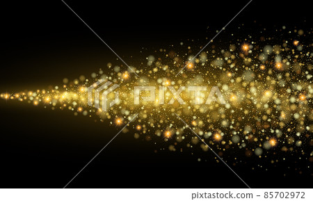 Gold sparkles on dark abstract background, golden dust stream, design element Gold sparkles on dark abstract background, golden dust stream, design element 85702972