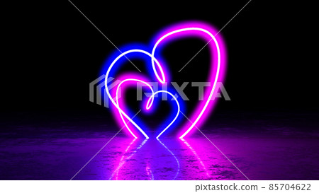 3d render glowing heart lines, tunnel, neon lights, virtual reality, abstract background. 3d render glowing heart lines, tunnel, neon lights, virtual reality, abstract background. 85704622