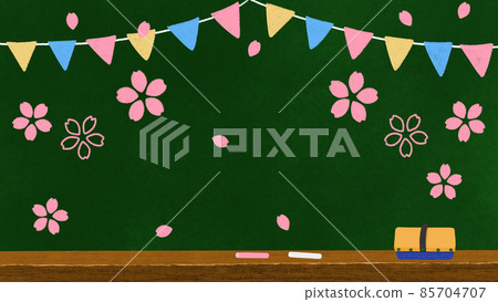 Blackboard art of cherry blossoms and garland 16: 9 85704707