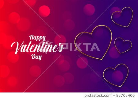 valentines day bokeh banner with golden hearts - Stock Illustration ...