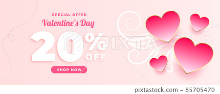 lovely valentines day discount and sale banner with pink hearts lovely valentines day discount and sale banner with pink hearts 85705470