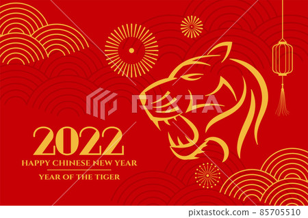 flat red 2022 chinese new year tiger banner with artistic decoration flat red 2022 chinese new year tiger banner with artistic decoration 85705510