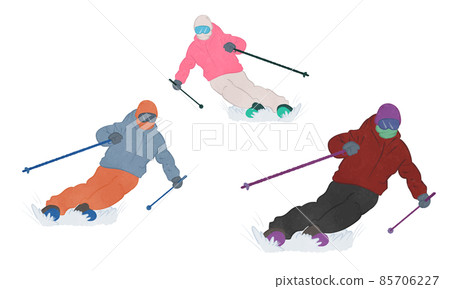 滑雪的人的插圖集 85706227