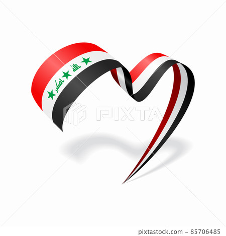 Iraqi flag heart shaped ribbon. Vector illustration. Iraqi flag heart shaped ribbon. Vector illustration. 85706485