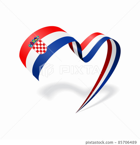 Croatian flag heart shaped ribbon. Vector illustration. Croatian flag heart shaped ribbon. Vector illustration. 85706489