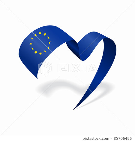 European Union flag heart shaped ribbon. Vector illustration. European Union flag heart shaped ribbon. Vector illustration. 85706496