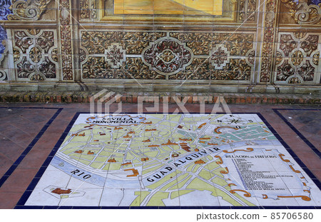 Ceramic azulejos in Plaza de Espana, Seville, Andalusia, spain 85706580