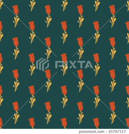 Tulips seamless pattern. Cute hand drawn flowers background. 85707317