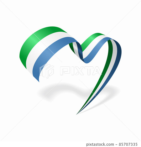 Sierra Leone flag heart shaped ribbon. Vector illustration. Sierra Leone flag heart shaped ribbon. Vector illustration. 85707335